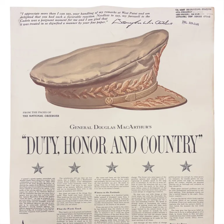 General MacArthur Speech US Army Recruiting Poster from auction in Spring Valley, New York — image 35