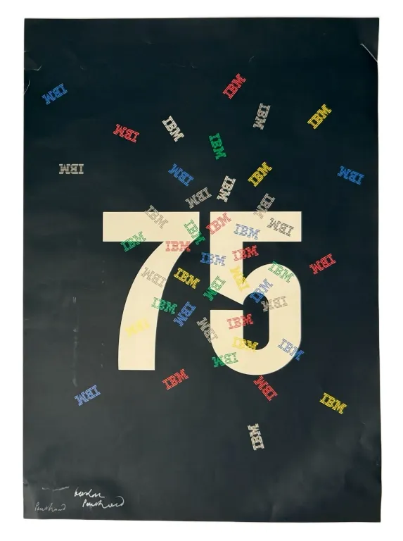 Signed Paul Rand IBM 75 Lithograph Poster from auction in Spring Valley, New York — image 42