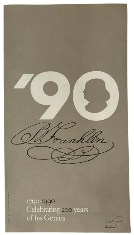Artist Signed Paul Rand '90 B. Franklin IBM Poster from auction in Spring Valley, New York — image 41