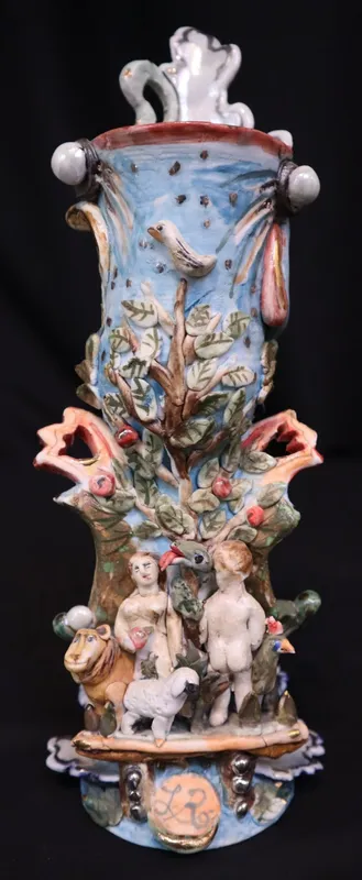 Abraham, Eric (1936-2013) porcelain sculpture, Adam and Eve, after Lester Raymer's toy from auction in Lindsborg, Kansas — image 2