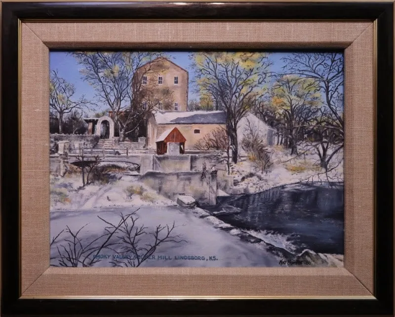Brinlee, Kris, 1986 oil on canvas, Smoky Valley Roller Mill, Lindsborg, KS from auction in Lindsborg, Kansas — image 11