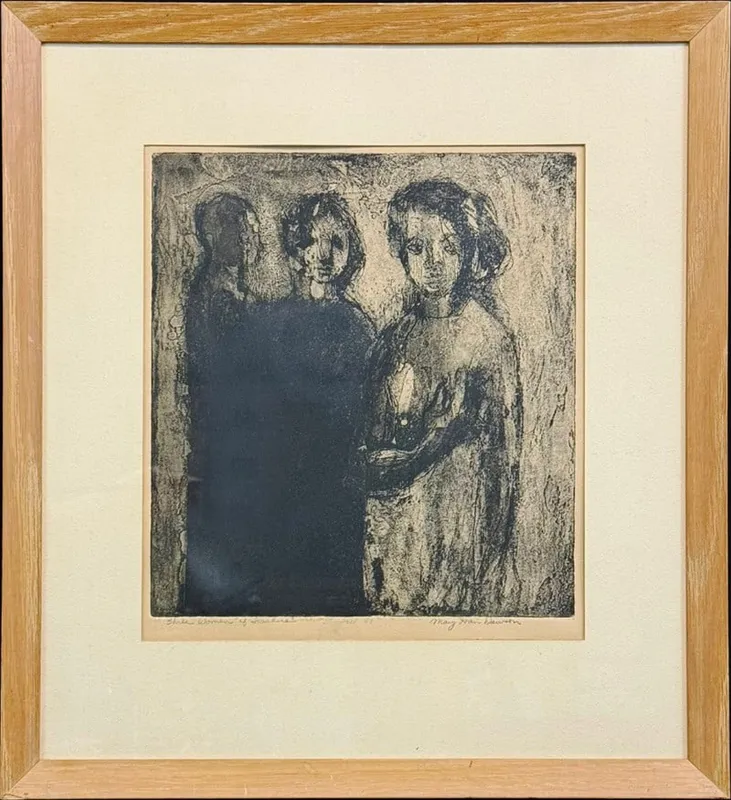 Dawson, Mary Joan (Waid) 1960 lithograph, Three Women of Trachis from auction in Lindsborg, Kansas — image 18