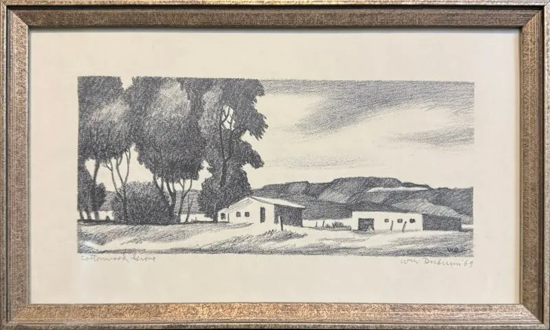 Dickerson, William (1904-1972) 1969 lithograph, Cottonwood Grove from auction in Lindsborg, Kansas — image 20