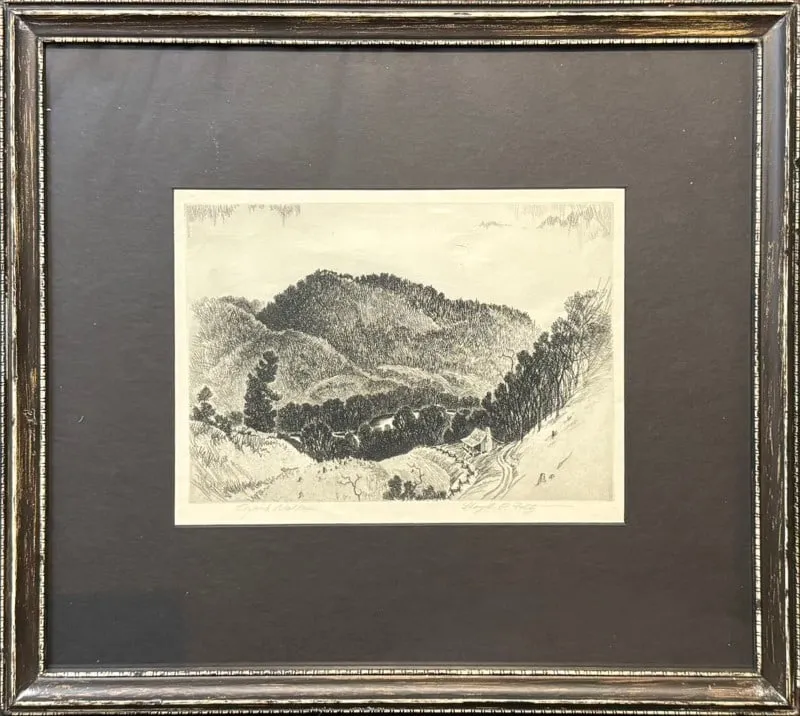 Foltz, Lloyd (1897-1990) etching, Ozark Valley from auction in Lindsborg, Kansas — image 22