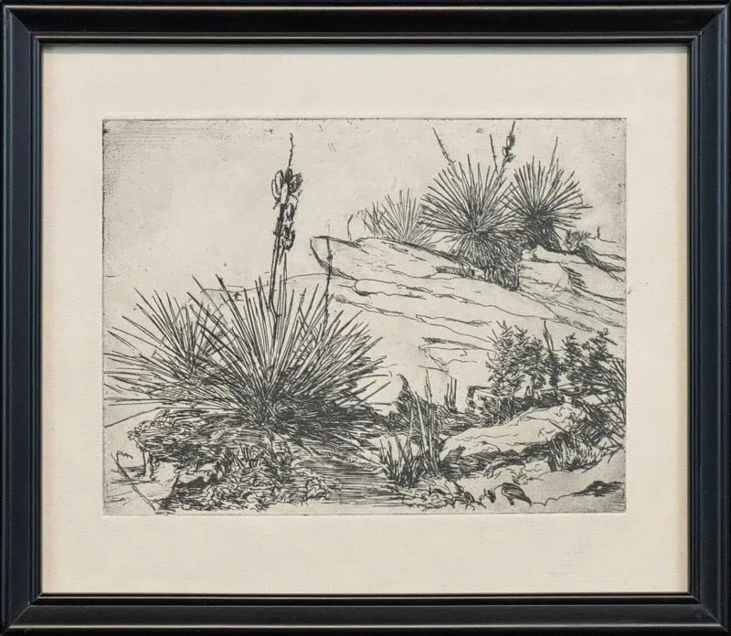 Hattan, Clara (1901-1991) 1937 etching, Yucca from auction in Lindsborg, Kansas — image 28