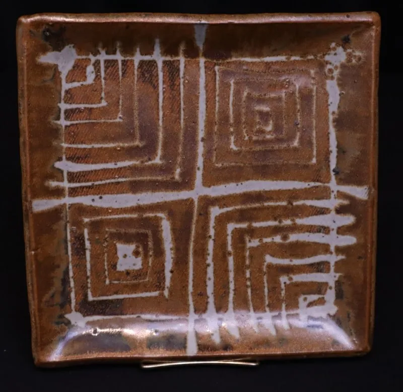 Kahmeyer, Ray, stoneware, brown tray from auction in Lindsborg, Kansas — image 34