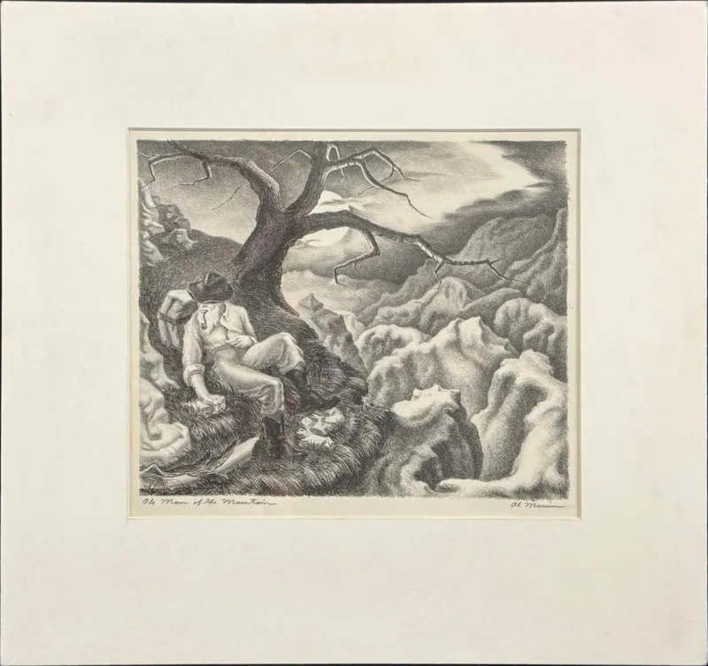Marvin, Albert (d. 1995), lithograph, Ole Man of the Mountain from auction in Lindsborg, Kansas — image 48