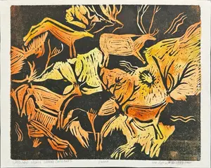 Becker, Lee, 1993 linoleum cut/watercolor, 1,000,000 Nights Before Christmas
