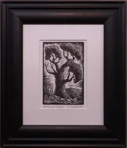 Bergen, Richard "Dick" (1925-2020) linoleum cut, Spring Tree