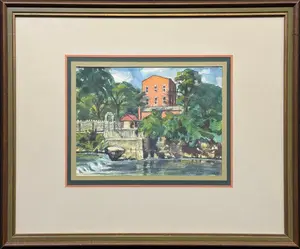 Larson Signe (1908-1993) Old Mill, Lindsborg, 1975 watercolor