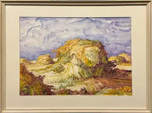 Runbeck, Dolores Gaston (1898-1994) untitled wheat shock, watercolor