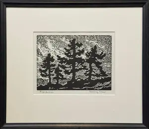Sandzen, Birger (1871-1954) Evening Glow, 1921 nail head wood cut