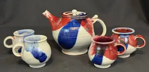 Taylor, Glenda (1954-2015) Tea pot/4cups, ceramic