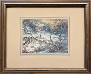 Peterson, Carl (1919-2009) untitled winter landscape, 1983 watercolor