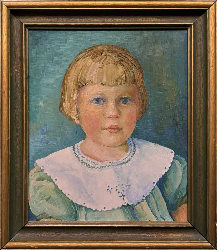 Runbeck, Dolores Gaston (1898-1994) untitled portrait of a girl, oil on board from auction in Lindsborg, Kansas — image 43