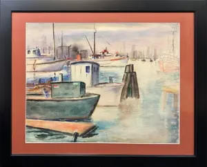 Bradshaw, Anna Mae (1901-2001) study of boats in harbour, watercolor