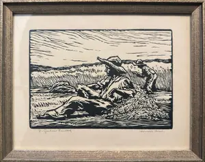 Runbeck, Dolores Gaston (1898-1984) Harvest Rest, linoleum cut