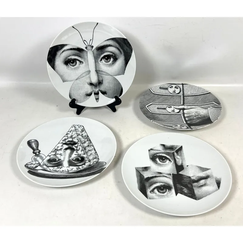 4pc Piero Fornasetti Milano Tema e Variazioni Porcelain Wall Plates featuring Lina Cavalieri pattern from auction in Upper Chichester, Pennsylvania — image 9