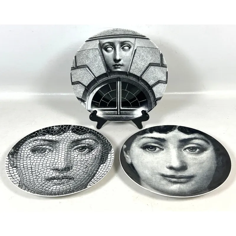 3pc Piero Fornasetti Milan Porcelain Plates from the Tema e Variazioni series numbers 131 212 and 23 from auction in Upper Chichester, Pennsylvania — image 7