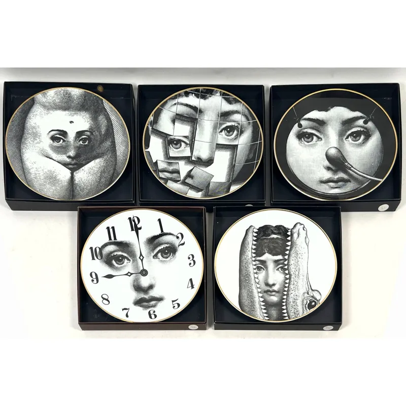 5pc Set Piero Fornasetti for Rosenthal Temi e variazioni Porcelain Plates featuring Lina Cavalieri m from auction in Upper Chichester, Pennsylvania — image 10