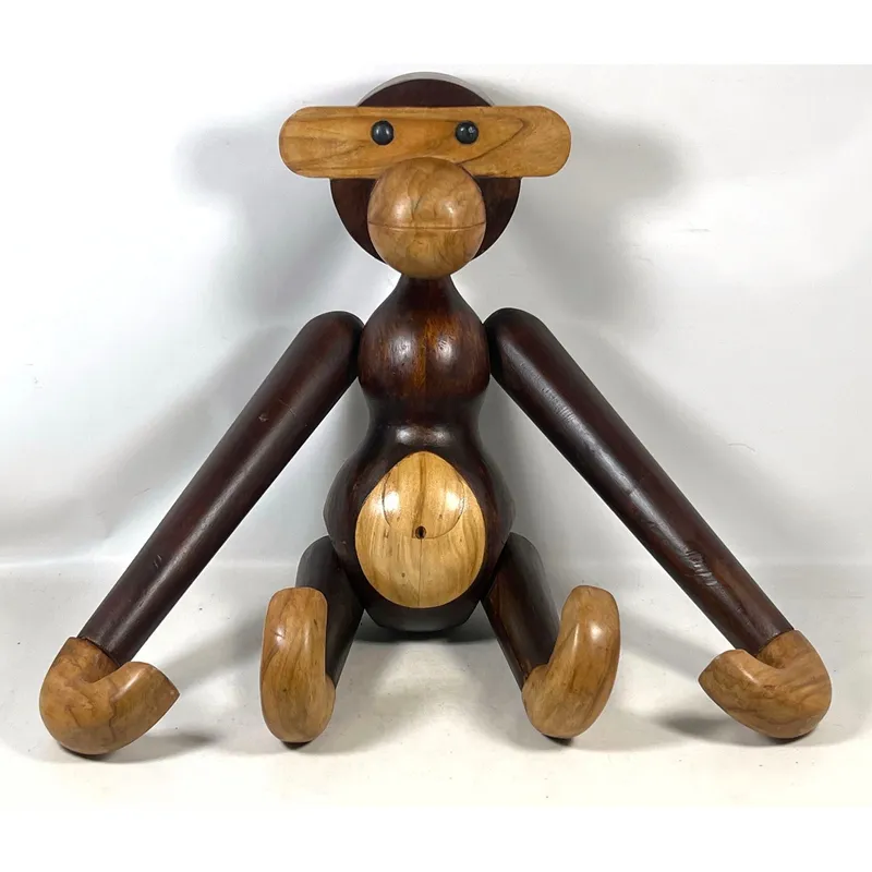 Large Wood Sculpture After Kay Bojesen Articulated Monkey Figure. Unmarked Dual Tone with Removable from auction in Upper Chichester, Pennsylvania — image 17