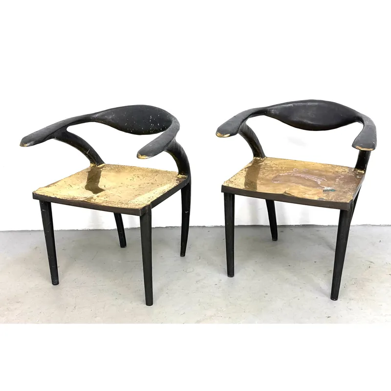 Pair of Postmodern Sculptural Cast Bronze Armchairs. Unsigned. from auction in Upper Chichester, Pennsylvania — image 25