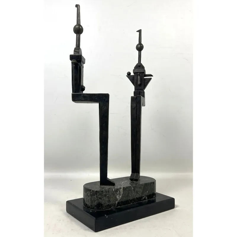 Terry Thommes bronze sculpture titled Kingdom Couple dated 2001 on 2 tier marble base. Abstract Mode from auction in Upper Chichester, Pennsylvania — image 29