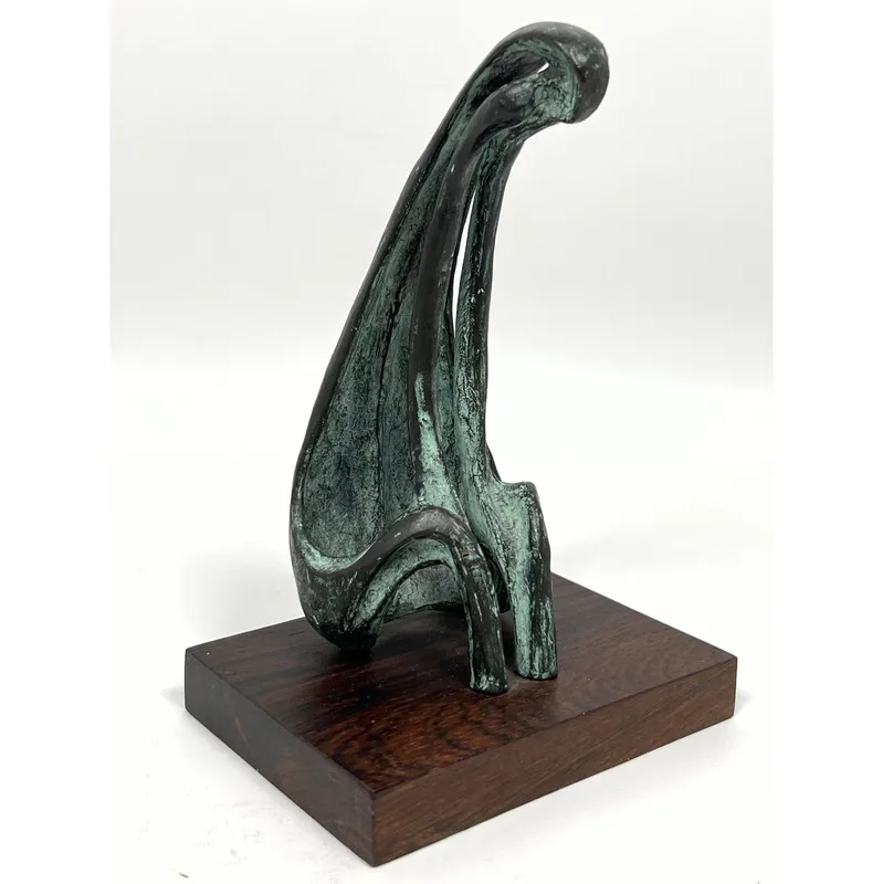 PEN 62 Mid Century Abstract Figural Bronze Sculpture on Rosewood Base, Signed PEN 62. Henry Moore St from auction in Upper Chichester, Pennsylvania — image 30