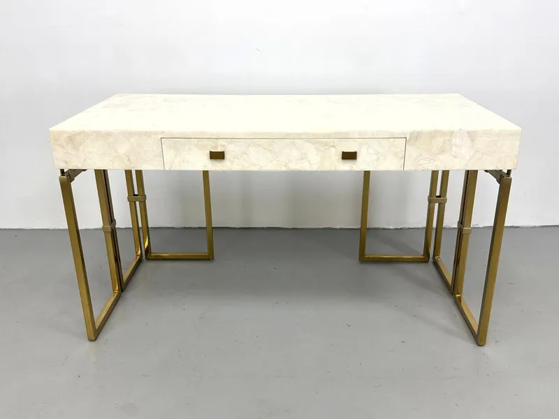 Century Furniture Link Writing Desk. Model SF5686. Stone Laminate and Gold Tone Metal. from auction in Upper Chichester, Pennsylvania — image 33