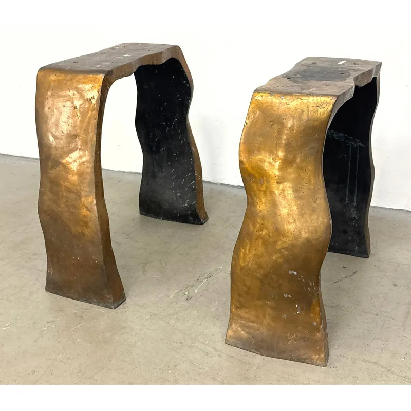 Pair Modernist Sculptural Cast Bronze Wavy Pedestal Table Bases. Unmarked. from auction in Upper Chichester, Pennsylvania — image 31