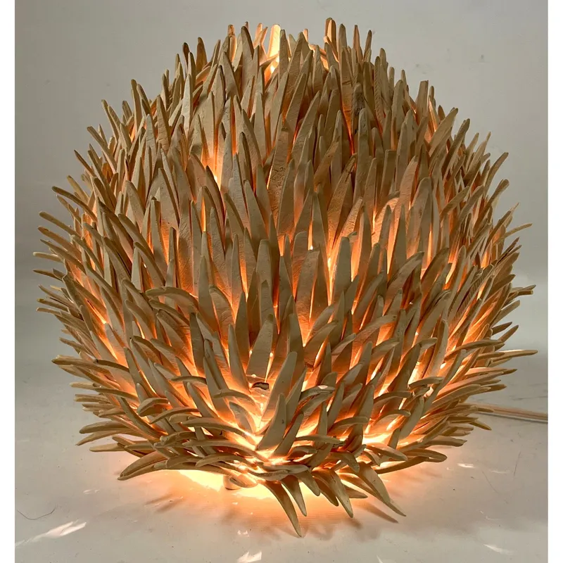 Danish Sea Urchin Table Lamp. Hundreds of bleached coconut wood spines on metal frame. from auction in Upper Chichester, Pennsylvania — image 35