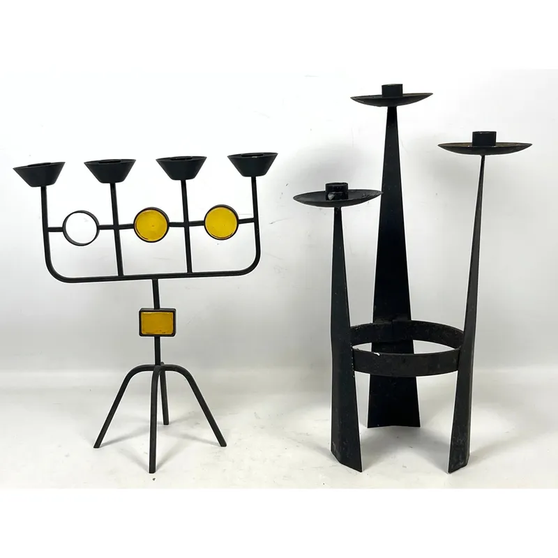 2pcs Mid-Century Modern Brutalist Metal Candelabras one attributed to Gunnar Ander for Ystad Metall from auction in Upper Chichester, Pennsylvania — image 42
