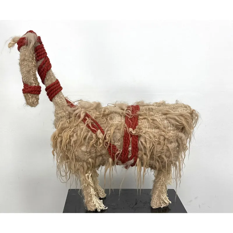 Hand Woven Textile Llama Sculpture with Shaggy Wool Fleece and Braided Red Cord Harness. Unsigned. from auction in Upper Chichester, Pennsylvania — image 48