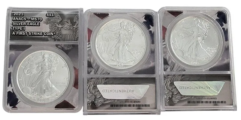 (3) US Silver Eagle $1 coins, ANACS from auction in Carmel, Indiana — image 4