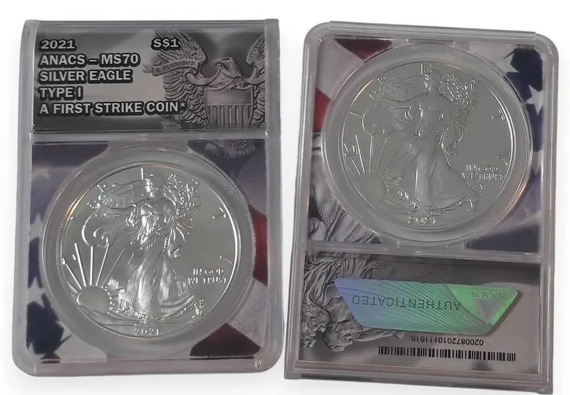 (2) 2021 US Silver Eagle $1 Coins, MS 70 from auction in Carmel, Indiana — image 12