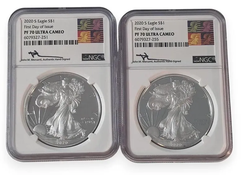 (2) 2020S US Silver Eagle $1 Coins, NGC PF 70 from auction in Carmel, Indiana — image 20