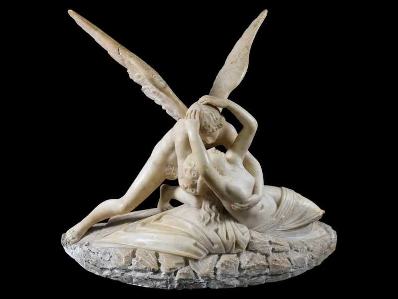 After Antonio Canova Alabaster Sculpture Psyche Revived by Cupid's Kiss from auction in Lincoln Park, New Jersey — image 9