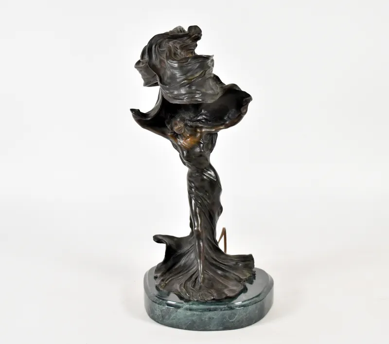 Raoul Larche Bronze Loie Fuller Table Light Sculpture from auction in Lincoln Park, New Jersey — image 12