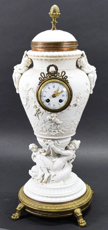 French Bisque Porcelain and Gilt Bronze Mantel Clock from auction in Lincoln Park, New Jersey — image 17
