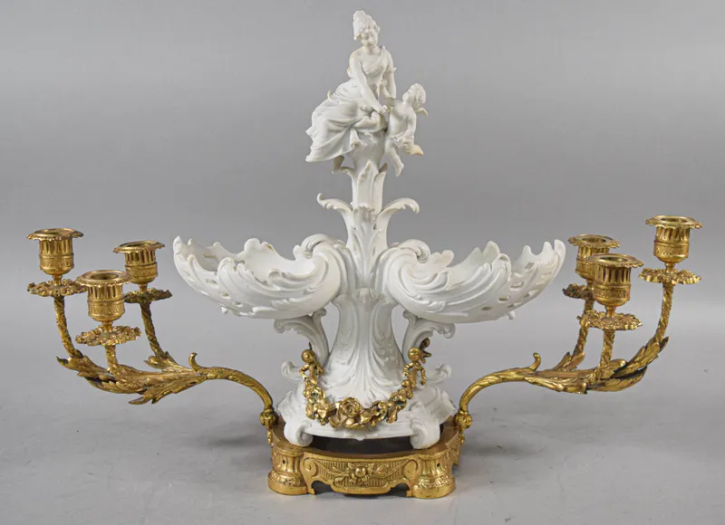 Italian Rococo Style Porcelain and Gilt Metal 6 Light Candelabrum Centerpiece from auction in Lincoln Park, New Jersey — image 22