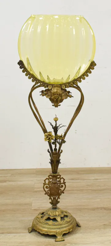 Large Art Nouveau Uranium Glass Fish Bowl on Cast Metal Stand from auction in Lincoln Park, New Jersey — image 34