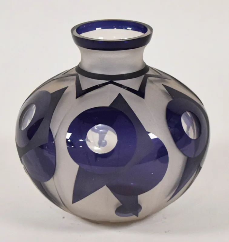 Paul Bernard Gobena Art Deco Acid Etched Cameo Glass Vase from auction in Lincoln Park, New Jersey — image 36