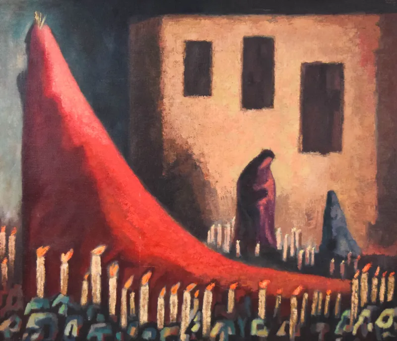 Jose Chavez Morado Oil on Canvas Procession 1960 from auction in Lincoln Park, New Jersey — image 40