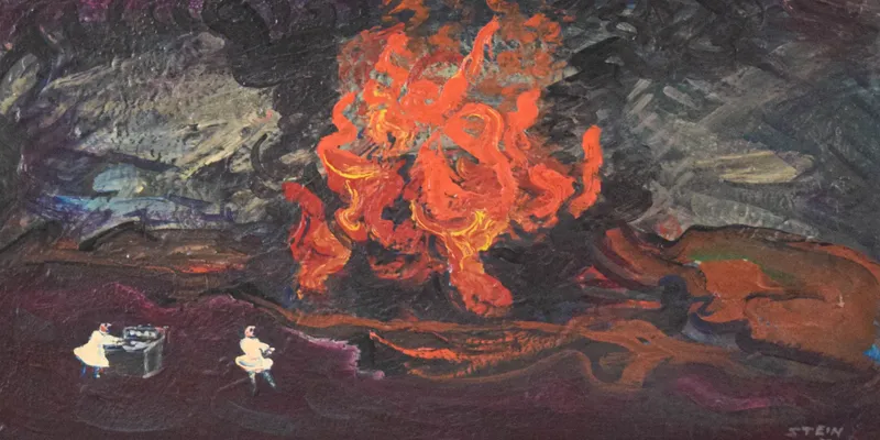 Philip Stein Oil on Board Fire Scene from auction in Lincoln Park, New Jersey — image 41