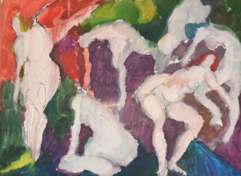 Emilio Cruz Oil on Paper Figurative Painting #24, 1962 from auction in Lincoln Park, New Jersey — image 44