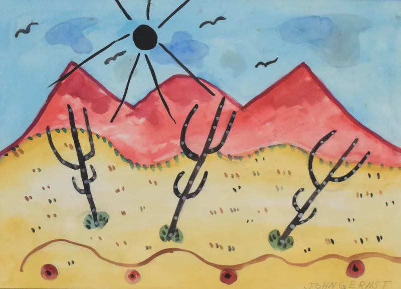 John G. Ernst Watercolor and Ink Southwestern Landscape from auction in Lincoln Park, New Jersey — image 9