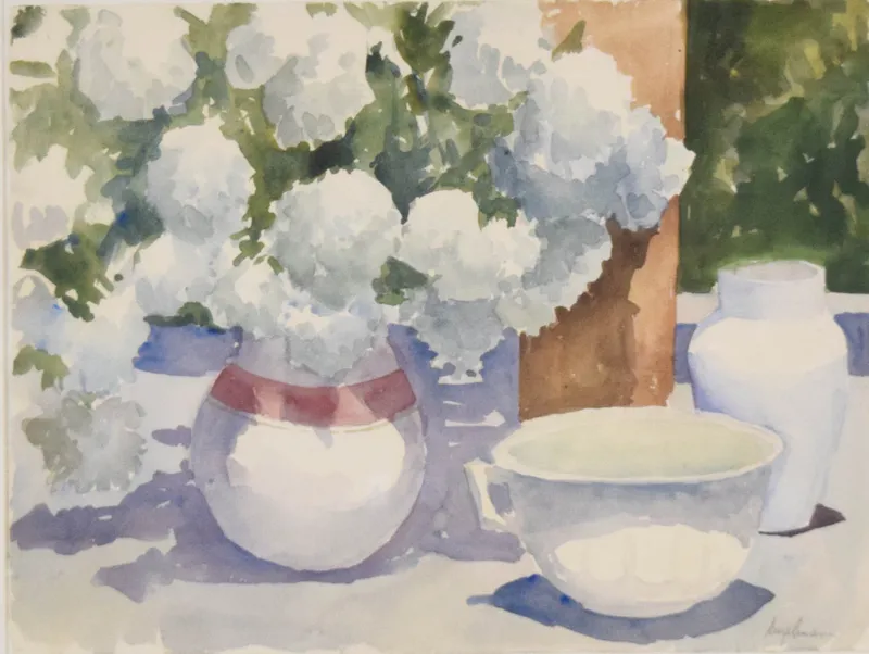 Richard Segalman, Watercolor Still Life with Hydrangeas from auction in Lincoln Park, New Jersey — image 12