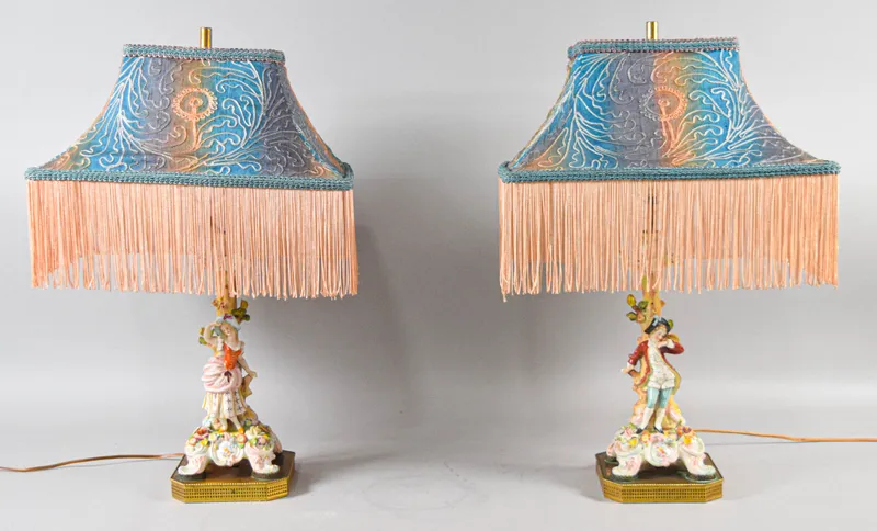 Pair of German Porcelain Figural Table Lamps from auction in Lincoln Park, New Jersey — image 23
