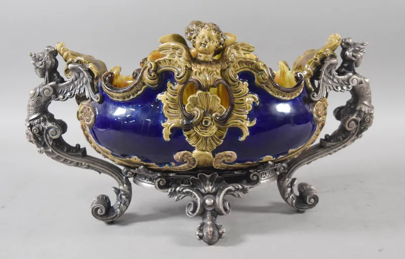 Victorian Majolica and Cast Metal Mounted Jardiniere from auction in Lincoln Park, New Jersey — image 33