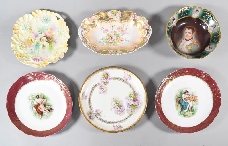 A Collection of Six Decorative Porcelain Plates and Bowls Including R.S. Prussia and Fraureuth from auction in Lincoln Park, New Jersey — image 39